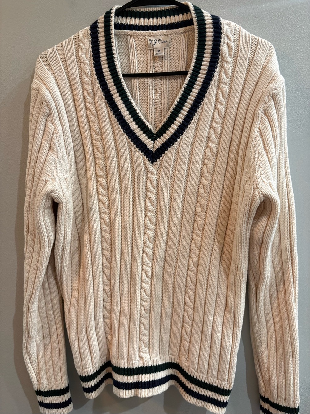 J. Crew Men’s Cream Cable Knit Sweater Size Medium